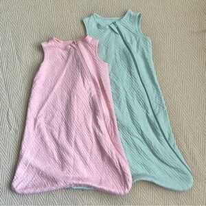 Honest Company Soft Sleeveless Kids Sleep Sacks - Pink and Mint Green